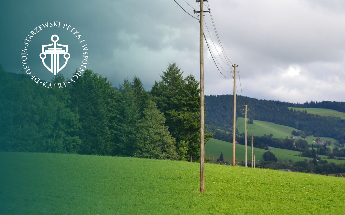 Zielone tereny z liniami energetycznymi